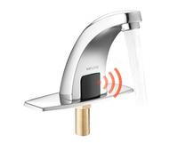 VEVOR Rubinetto per Lavabo Senza Contatto, Colore Argento Cromato, Rubinetto Automatico a Batteria per Bagno Lavandino con Sensore e Piastra di Copertura del Foro G233, Solo per Acqua Fredda