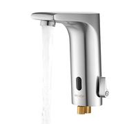 VEVOR Rubinetto per Lavabo Senza Contatto, Rubinetto Automatico con Sensore a Batteria, Miscelatore Maniglia Singola Regolabile a Mani Libere, Acqua Fredda e Calda, Argento Nichel Spazzolato