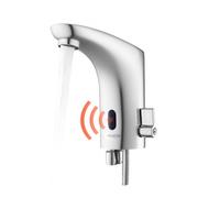 VEVOR Rubinetto per Lavabo Senza Contatto, Rubinetto Automatico con Sensore a Batteria per Bagno Miscelatore Maniglia Singola Regolabile a Mani Libere, Acqua Fredda e Calda, Argento Cromato