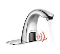 VEVOR Rubinetto per Lavabo Senza Contatto, Rubinetto Automatico con Sensore, Temperatura Regolabile per Acqua Fredda e Calda, Uso a Batteria per Bagno, Argento Cromato 160 x 45 x 125 mm