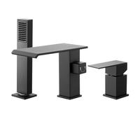 VEVOR Rubinetto per Vasca da Bagno con 3 Fori, Rubinetto con Doccetta 1 Maniglia, Miscelatore da Bagno in Acciaio Inox Nero Opaco con Doppia Opzione di Flusso Acqua Calda Acqua Fredda