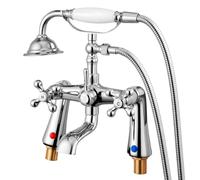 VEVOR Clawfoot - Rubinetto per vasca da bagno, con doccetta, stile vintage, cromato lucido, con beccuccio girevole a 360° e tubo lungo 150 cm per vasche da bagno