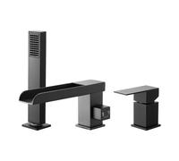 VEVOR Rubinetto per Vasca da Bagno Romano con 3 Fori, Set Rubinetto Miscelatore per Vasca da Bagno con Doccetta 1 Maniglia, Doppia Opzione di Flusso d'Acqua, Nero Opaco