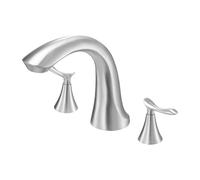 VEVOR Rubinetto per Vasca da Bagno Romano, Set con 2 Maniglie e 3 Fori, Rubinetto Miscelatore in Acciaio Inox Spazzolato, con Beccuccio ad Arco Alto per Montaggio su Ponte, Controllo della Temperatura