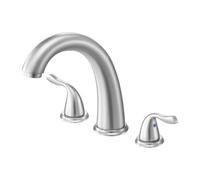 VEVOR Rubinetto per Vasca da Bagno, Set di Rubinetti per Vasca da Bagno con 3 Fori 2 Maniglie, Set di Miscelatore in Acciaio Inossidabile Spazzolato con Beccuccio ad Arco, Flusso Acqua Fredda Calda