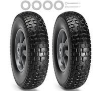 VEVOR Ruota con Pneumatico Run-Flat in PU Solido, 10", Confezione da 2, Carico Dinamico 180 lb, Carico Statico 220 lb, Pneumatici Tubeless e Ruote Flat Free per Carrello a Mano, Carrello Multiuso