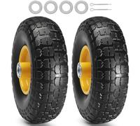 VEVOR Ruota con Pneumatico Run-Flat in PU Solido, 10", Confezione da 2, Carico Dinamico da 400 libbre, Carico Statico da 450 libbre, Pneumatici Tubeless e Ruote Flat Free per Carrello a Mano
