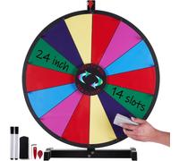 VEVOR Ruota della Fortuna 601 mm, Roulette Resistente 14 Slot con Cancellazione a Secco e 2 Pennarelli, Vinci Giochi della Fortuna a Feste, Pub, Fiere, Carnevale