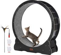 VEVOR ruota ginnica in legno per gatti, tapis roulant da 110 cm per gatti domestici, ruota ginnica e canna da pesca per gatti, adatta alla maggior parte dei gatti, nera