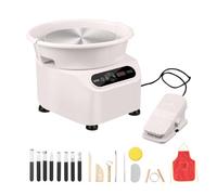 VEVOR Ruota per Ceramica, Macchina per Formare Ceramica Ruota Elettrica, con Pedale Touch Screen LCD Strumenti di Modellazione, Ruota a Trasmissione, per Artigianato Artistico, 350 W, 250mm, Bianco