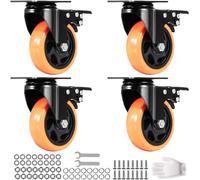 VEVOR Set Ruote Girevoli 4 Pezzi Diametro 101,6mm con Freno di Bloccaggio 159kg
