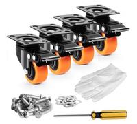 VEVOR Girevoli Set di 4 per Mobili Industriali in PVC da 50,8 mm con Doppio Freno di Bloccaggio Capacità di Carico Massima 68 kg per Carrelli Banco da Lavoro, Set di Ruote Girevoli