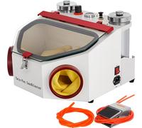 VEVOR Sabbiatrice Laboratorio Odontotecnico, 220V/60HZ Sabbiatrice Dentale con 2 Penne in Metallo e Ceramica, Sabbiatrice da Banco con LED e Grande Finestra di Visualizzazione per Porcellana, Gioielli