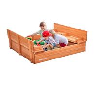 VEVOR Sabbiera in Legno 1330 x 1200 x 430 mm Sabbiera con Panche Pieghevoli e Fondo, Sabbiera per Bambini in Legno Naturale per Cortile all'aperto, Spiaggia, per Ragazzi e Ragazze dai 3 ai 12 Anni