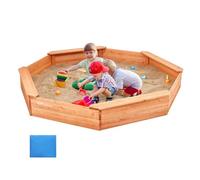 VEVOR Sabbiera in Legno con Coperchio 4 Posti Sabbiera Ottagonale per Bambini