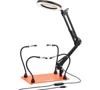 VEVOR Stazione Saldatura Magnetica con Lampada d'Ingrandimento LED 3X 4 Bracci Flessibili, Strumento Terza Mano per Saldatura Base Antiscivolo, Supporto Aiuto per Saldatura Riparazioni Fai da te