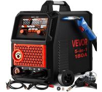 VEVOR Saldatrice MIG 180A 5 in 1 220V Controllo Sinergico Display Digitale Macchina Saldatrice Portatile per Alluminio/MIG a Gas/MIG a Filo Animato/MMA/Lift TIG Modalità 2T/4T/Punto, Spool Gun Inclusa