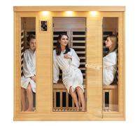 VEVOR Sauna a Infrarossi Lontani per 3-4 Persone, Cabina Sauna Domestica in Legno di Hemlock a Infrarossi a Basso EMF, 2580W, con Porta in Vetro Temperato, Bluetooth, Luci per Cromoterapia