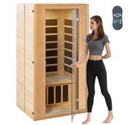 VEVOR Sauna in Legno a Infrarossi Lontani, Sauna da Casa, SPA Capienza per 1 o 2 Persone, Sauna in Legno di Cicuta a Infrarossi Lontani a Basso EMF Porta in Vetro Temperato, Altoparlanti Bluetooth