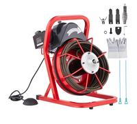 VEVOR Sbloccatubi Elettrico 12m x 1,27cm Macchina per Pulizia Tubi Alimentazione Manuale 250W Scovolino con 4 Taglierine, Azionamento ad Aria a Pedale per Tubi da 5-10cm, Macchina Pulizia Tubi