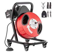 VEVOR Sbloccatubi Elettrico 15m x 1,27cm Macchina per Pulizia dei Tubi Scovolino Manuale con Ruote con 4 Taglierine, Azionamento Pneumatico a Pedale per Tubi da 5-10 cm, Macchina per Pulizia Tubi
