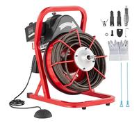 VEVOR Sbloccatubi Elettrico 22,8 m x 1,27 cm Macchina per Pulizia Tubi Alimentata a Mano 370 W Scovolino con 4 Taglierine, Azionamento Pneumatico a Pedale per Tubi da 5-10 cm, Macchina Pulizia Tubi