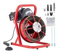 VEVOR Sbloccatubi Elettrico 22,8 m x 9,5 mm Macchina per Pulizia Tubi Alimentazione Manuale 250 W Scovolino Macchina Pulizia Tubi con 4 Taglierine, Azionamento Pneumatico a Pedale per Tubi da 5-10 cm