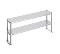 VEVOR Scaffale a Doppio Piano 305 x 1524 x 600 mm Scaffale in Acciaio Inossidabile a Doppio Livello, Altezza Regolabile, Tavolo da Lavoro di Preparazione per Scaffale per Cucina, Ristorante, Officina