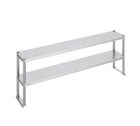 VEVOR Tavolo da Lavoro di Preparazione in Acciaio Inossidabile, Scaffale per Cucina, Ristorante, Officina a Doppio Piano 305 x 1829 x 600 mm Scaffale a Doppio Livello, Altezza Regolabile