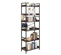 VEVOR Scaffale a Scala in Metallo 6 Ripiani, Scaffale a Scala Vintage con Struttura in Metallo, Libreria con Ripiani Aperti, per Soggiorno, Camera da Letto, Ufficio Domestico, Marrone Rustico