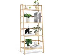 VEVOR Scaffale a scaletta in bambù a 4 ripiani, libreria aperta trapezoidale, organizer per piante, autoportante, ideale per bagno, camera da letto, ufficio, studio, naturale