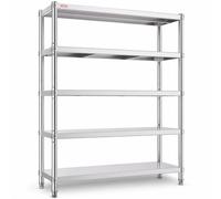 VEVOR Scaffale Acciaio 1200x455x1830 mm Scaffale Cucina Scaffalatura 5 Ripiani
