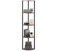 VEVOR Scaffale Angolare a 5 Ripiani, Supporto Angolare Alto con Luce LED, Mensole da Parete a Torre con Struttura in Metallo e Ripiani in Legno, Libreria Stretta per Camera da Letto, Soggiorno