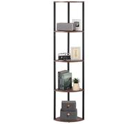 VEVOR Scaffale Angolare a 5 Ripiani, Supporto Angolare Alto con Luce LED, Mensole da Parete a Torre con Struttura in Metallo e Ripiani in Legno, Libreria Stretta per Camera da Letto, Soggiorno