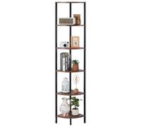VEVOR Scaffale Angolare a 6 Ripiani, Supporto Angolare Alto con Luce LED, Mensole da Parete a Torre con Struttura in Metallo e Ripiani in Legno, Libreria Stretta per Camera da Letto, Soggiorno