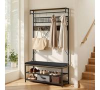 VEVOR Scaffale Appendiabiti da Ingresso Supporto Attaccapanni con Ripiano Scarpiera 1015 x 400 x 1830 mm, Armadietto Portabiti Autoportante Griglia Metallica da Ingresso Camera da Letto, Soggiorno