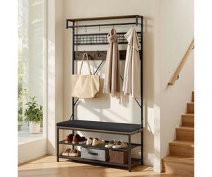 VEVOR Scaffale Appendiabiti da Ingresso Supporto Attaccapanni con Ripiano Scarpiera 1015 x 400 x 1830 mm, Armadietto Portabiti Autoportante Griglia Metallica da Ingresso Camera da Letto, Soggiorno