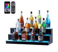 VEVOR Scaffale Portabottiglie di Vino da Bar, Scaffale da Bar Illuminato a LED Telecomando RF Controllo APP, Scaffale Illuminazione per Bevande in Acrilico 3 Ripiani, Portabottiglie 762x300x250mm