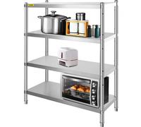 VEVOR Scaffale da Cucina 152,4 x 47 x 118,9 cm, Scaffale Per Cucina Mensola Metallo con 4 Ripiani, Scaffalatura Capacità da 150kg a Ripiano Scaffale in Acciaio Inossidabile per Cucina e Garage