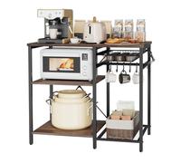 VEVOR Scaffale da Cucina Mobiletto Portaoggetti Utensili da Cucina 90x40x90 cm Ripiano Regolabile Rimovibile Cestello Scorrevole, Mobiletto Supporto per Microonde da Bar Ristorante con Ganci