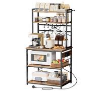VEVOR Scaffale da Cucina Portaoggetti Microonde Utensili da Cucina 80x40x161,8 cm Scaffale Multipresa Integrata Cavo da 1,5 m Supporto con Ripiani da Bar Ristorante, Porta Spezie Scolapiatti Ganci
