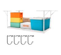 VEVOR Scaffale per garage sopraelevato, 48x96 pollici, Scaffali per garage regolabili per carichi pesanti in acciaio laminato a freddo, Organizzazione, carico 600 libbre, 22''-40", Bianco