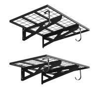 VEVOR Scaffale da Parete per Garage Portaoggetti 2 pezzi 91,4x62x21 cm con Ganci, Scaffale a Griglia da Muro per Garage Lavanderia Officina Carico Singolo max. 113 kg, Mensola da Parete, Nero