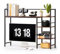 VEVOR Scaffale da Scrivania a 4 Ripiani con Piedini Antiscivolo Colore Nero, Organizer Struttura in Metallo e Ripiani in Legno, Multifunzione per Piano di Lavoro Officina Stanza Studio Casa e Ufficio