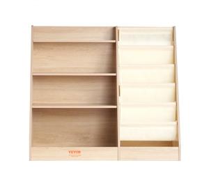 VEVOR Scaffale Libri per Bambini in Legno 4 Livelli, Libreria a Fionda 6 Strati, Scaffale per Libri per Bambini, Armadietto per Libri, per Camera dei Bambini, Sala Giochi, Asilo Nido