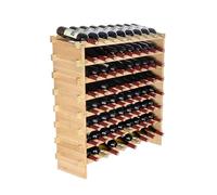 VEVOR Scaffale modulare impilabile per vino, 8 ripiani, per 72 bottiglie, autoportante, in legno di bambù massiccio, ripiani senza oscillazioni per cucine, sale da pranzo, cantine, colore naturale
