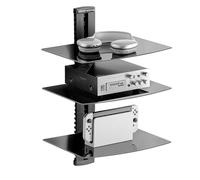 VEVOR Scaffale Multimediale da Parete 3 Livelli, Supporto Audiovisivo in Vetro Temperato, Capacità Carico del Supporto per Proiettore 8,2 Kg, per Lettori Dvd/Decoder Via Cavo/Console di Gioco