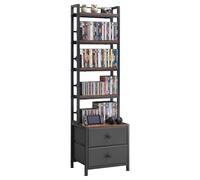 VEVOR Scaffale per CD DVD 4 Ripiani 2 Cassetti Scaffale Multimediale Autoportante 400 x 300 x1435 mm Supporto Porta CD DVD Libri Dischi Giochi Salvaspazio da Soggiorno Ufficio Libreria, Nero
