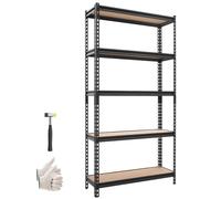 VEVOR Scaffale per Garage, Scaffale Metallico Portaoggetti, 5 Ripiani in MDF Regolabili, Capacità 1360 kg, Scaffalatura Multiuso, per Cucina, Dispensa, Cantina e Bagno, 92,3 cm Lx30,9 cm Px181,3 cm A