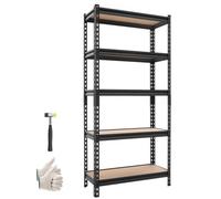 VEVOR Scaffale per Garage, Scaffale Metallico Portaoggetti, 5 Ripiani in MDF Regolabili, Capacità 907 kg, Scaffalatura Multiuso, per Cucina, Dispensa, Cantina e Bagno, 72 cm L x 30,9 cm P x 152 cm A